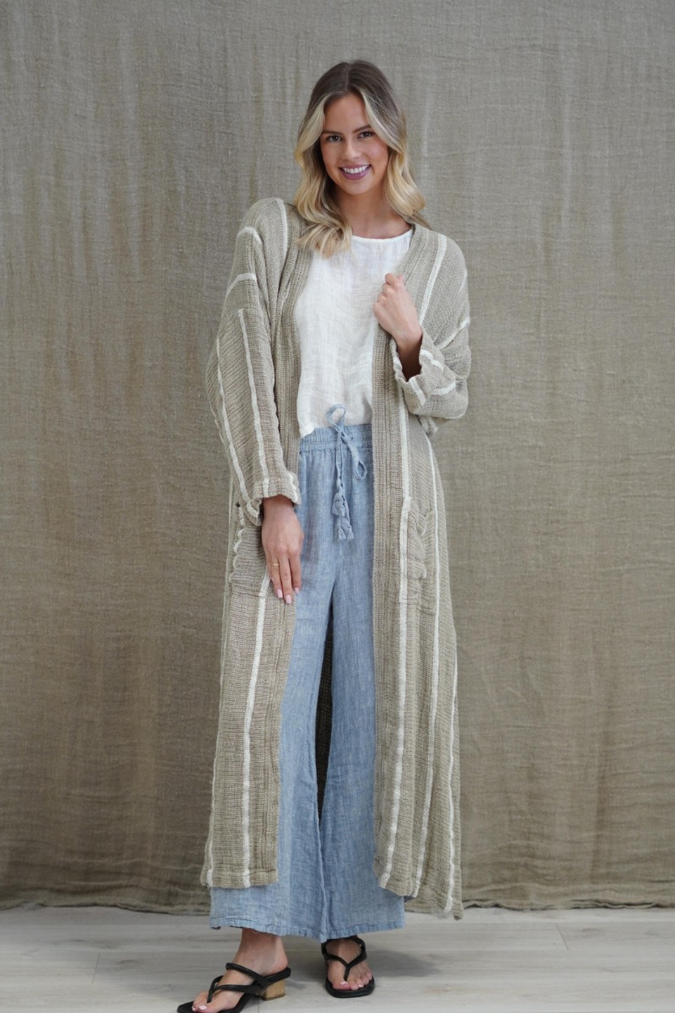 Audrey Natural Long Cardigan