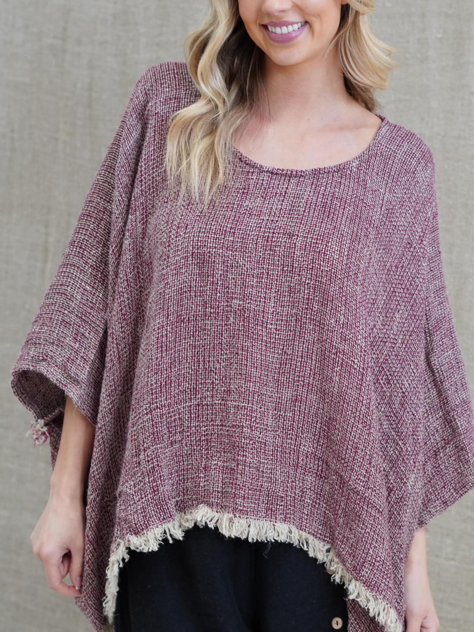 Liza Fringed Poncho Top