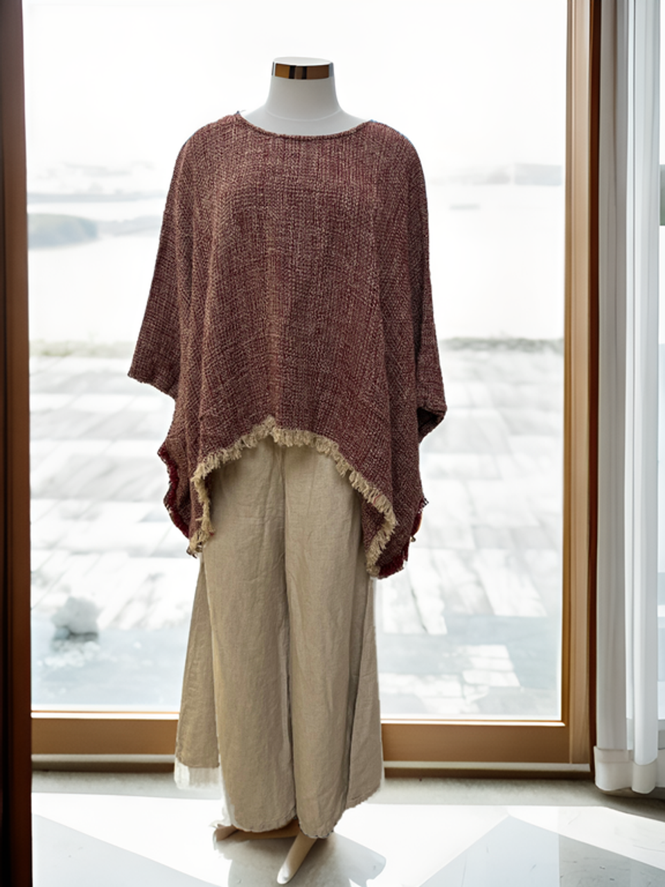 Liza Fringed Poncho Top