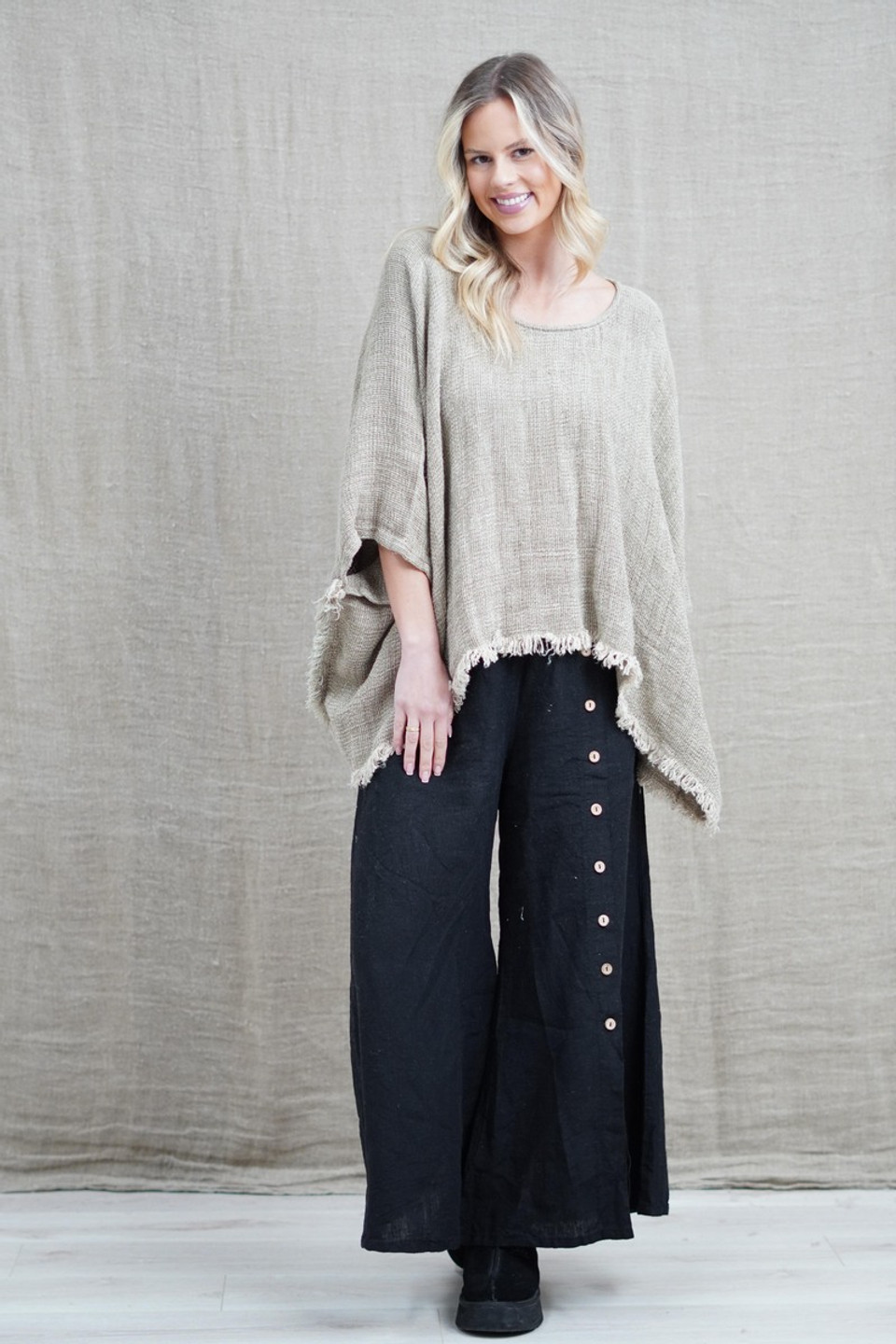 Liza Fringed Poncho Top