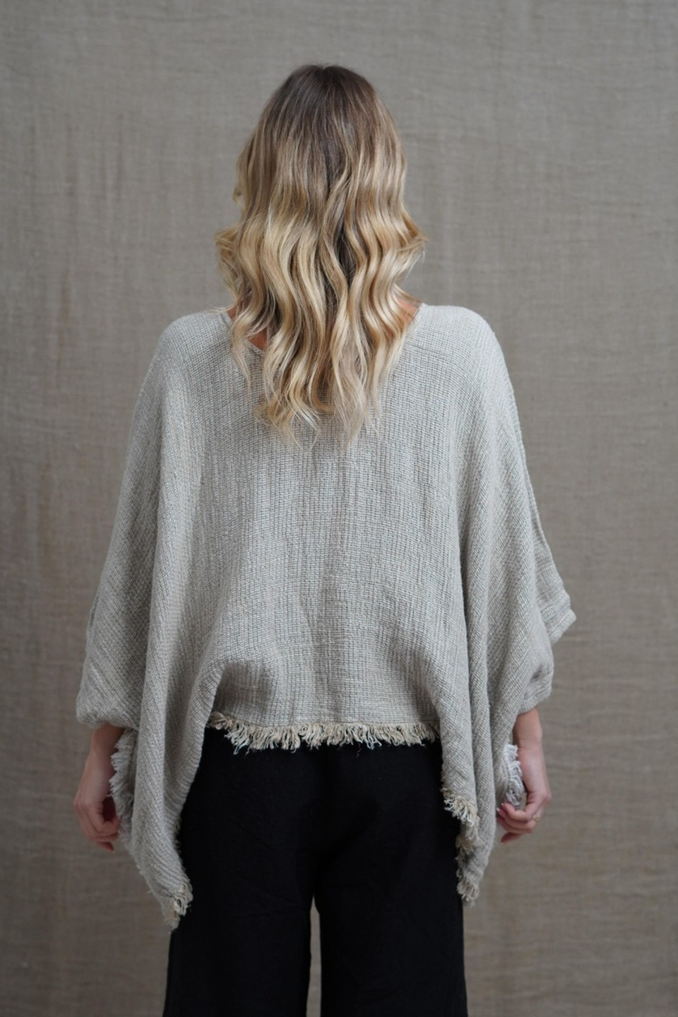 Liza Fringed Poncho Top