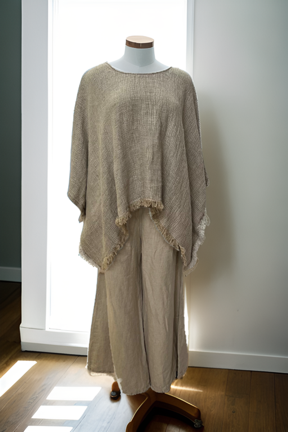 Liza Fringed Poncho Top
