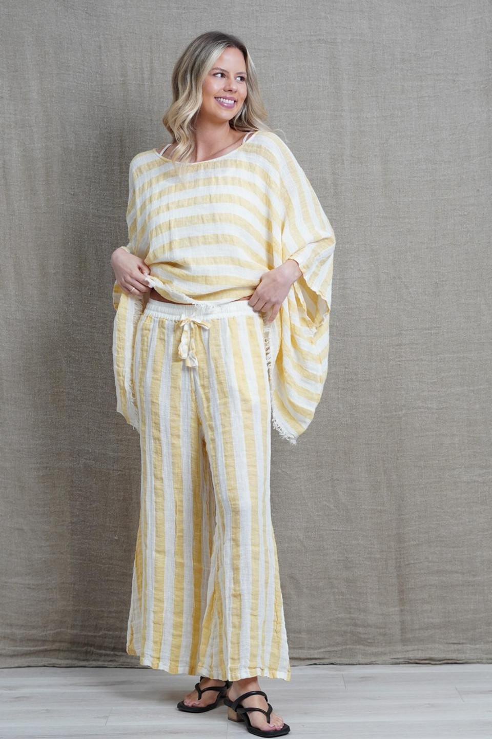 Alessa Wide Leg Pants - Striped