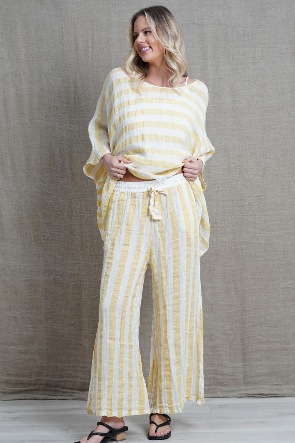 Alessa Wide Leg Pants - Striped