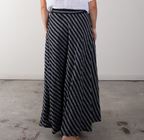 Fine Linen Skirt - in Thin Black Stripe
