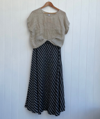 Fine Linen Skirt - in Thin Black Stripe