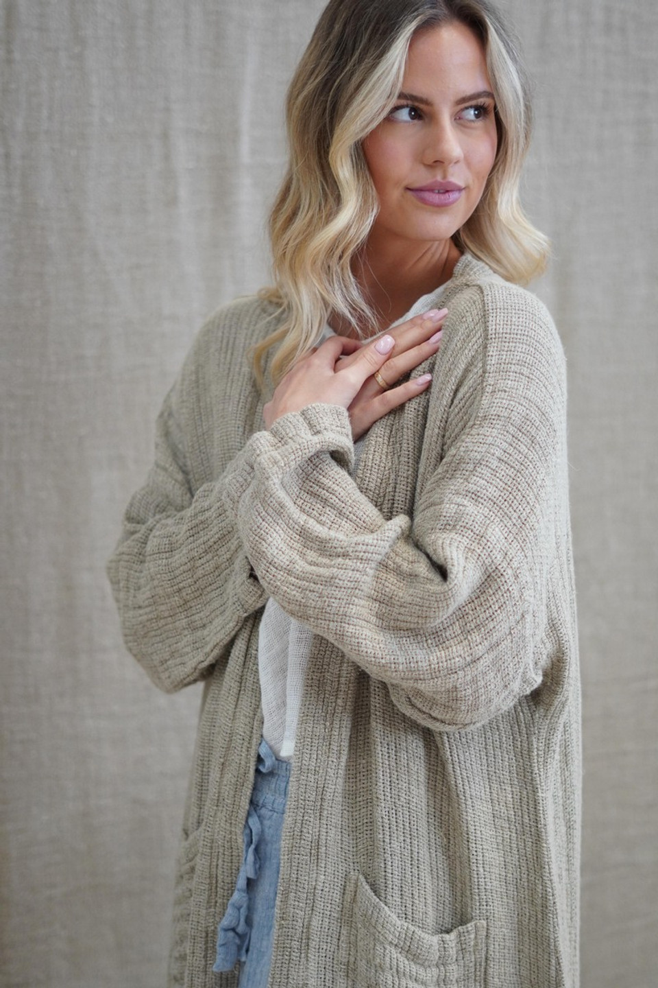 Audrey Natural Long Cardigan