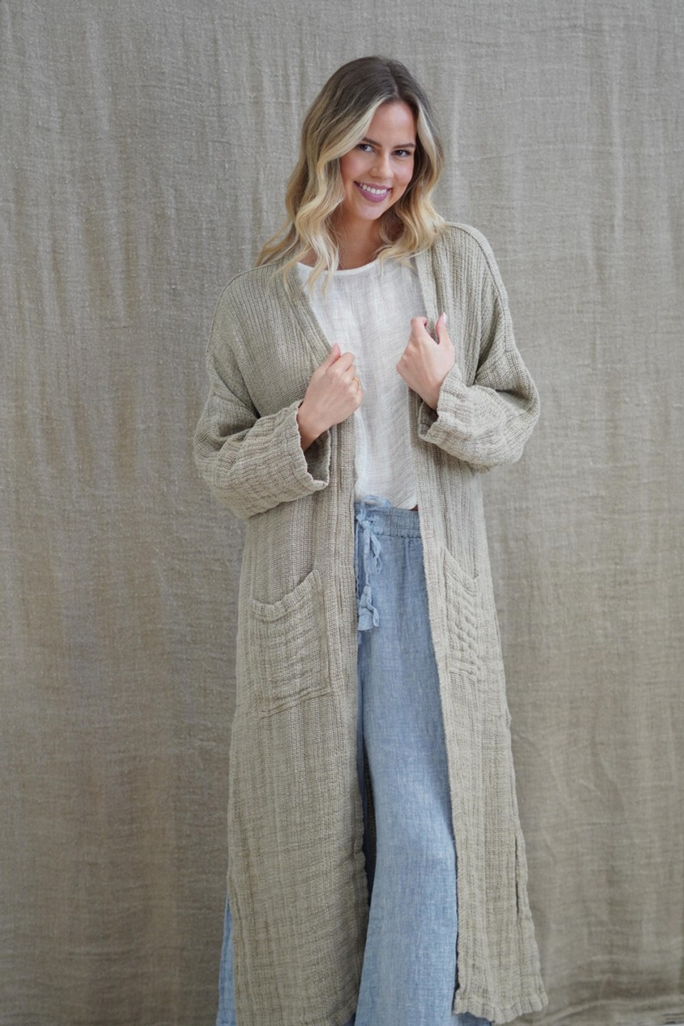 Audrey Natural Long Cardigan
