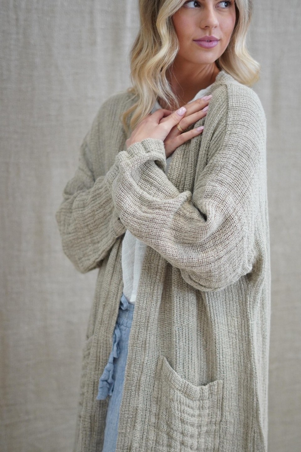 Audrey Natural Long Cardigan