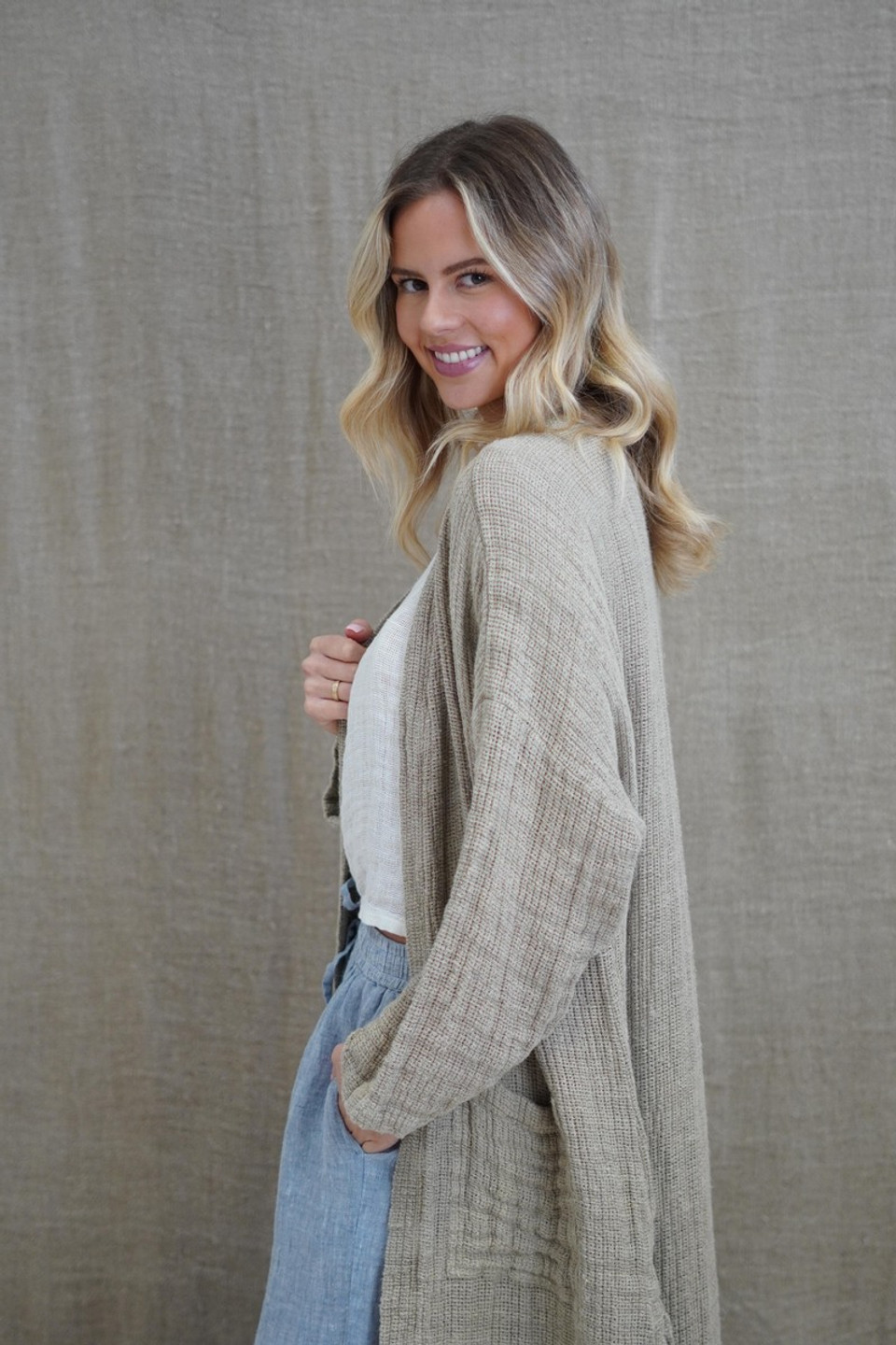 Audrey Natural Long Cardigan