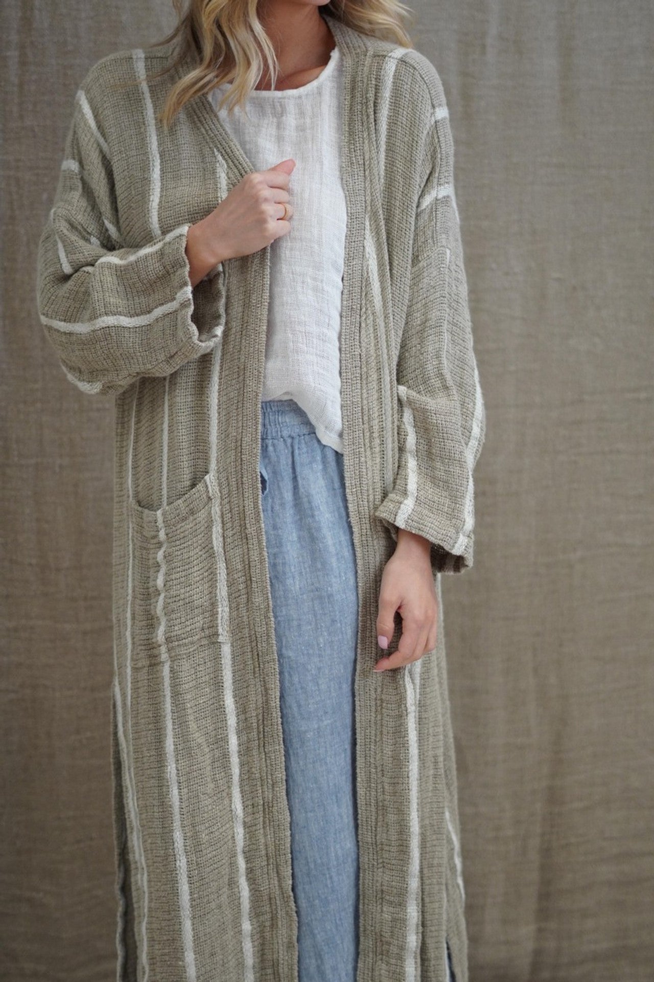 Audrey Natural Long Cardigan