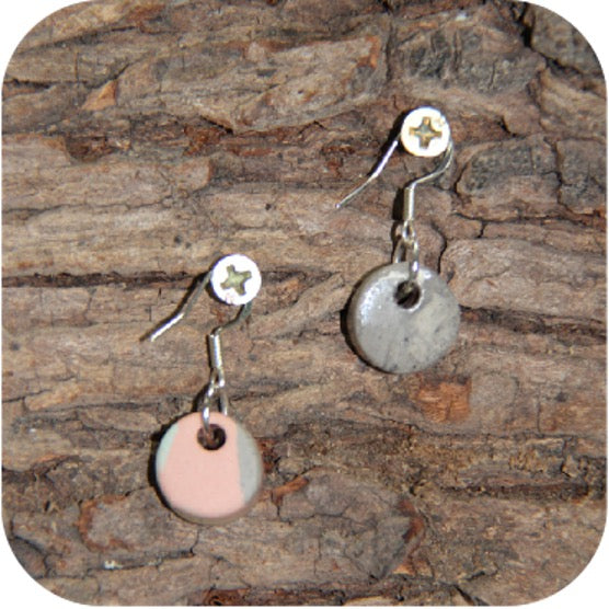 Clay Mini Circle Studs – Handmade with Gold/Silver Loops