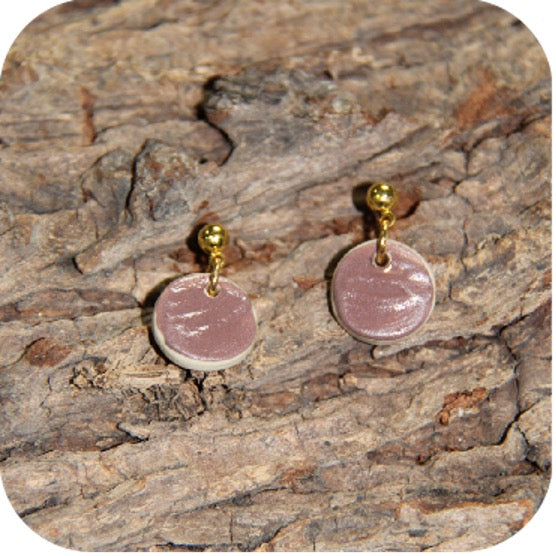 Clay Mini Circle Studs – Handmade with Gold/Silver Loops