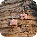 Clay Blossom Petal Earrings – Nature-Inspired with Gold/Silver Loops