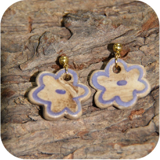 Clay Blossom Petal Earrings – Nature-Inspired with Gold/Silver Loops