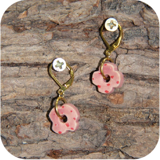 Clay Blossom Petal Earrings – Nature-Inspired with Gold/Silver Loops