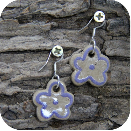 Clay Blossom Petal Earrings – Nature-Inspired with Gold/Silver Loops
