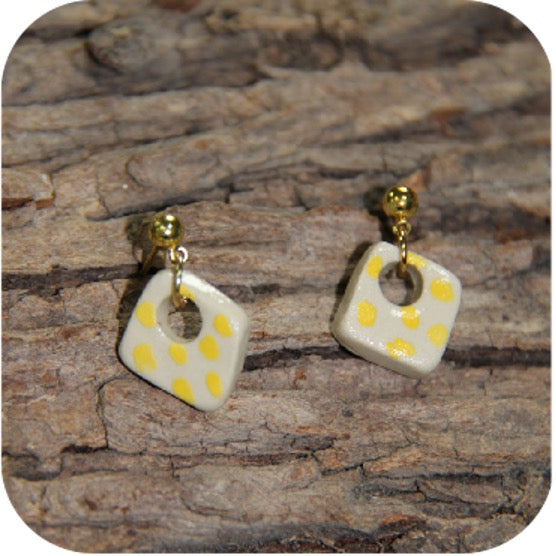 Clay Mini Circle Studs – Handmade with Gold/Silver Loops