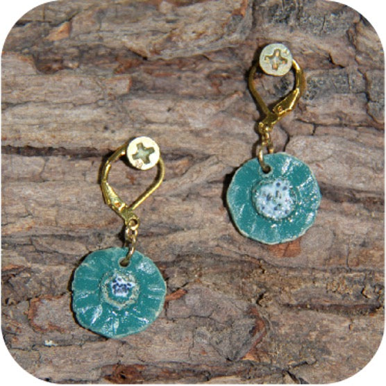 Bold Clay Sunburst Earrings – Handmade Statement Piece with Gold/Silver Loops