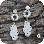 Bold Clay Sunburst Earrings – Handmade Statement Piece with Gold/Silver Loops