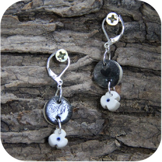 Bold Clay Sunburst Earrings – Handmade Statement Piece with Gold/Silver Loops