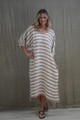 Rosa Elasticised Sleeves Kaftan Antique Rust with White Stripes